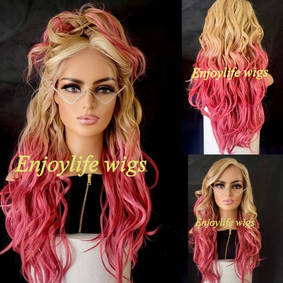 wowfactor pink blonde natural look lacefront wig